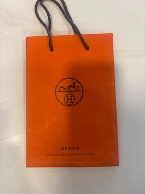 Hermes Orange Gift Bag with Black Logo and Handles